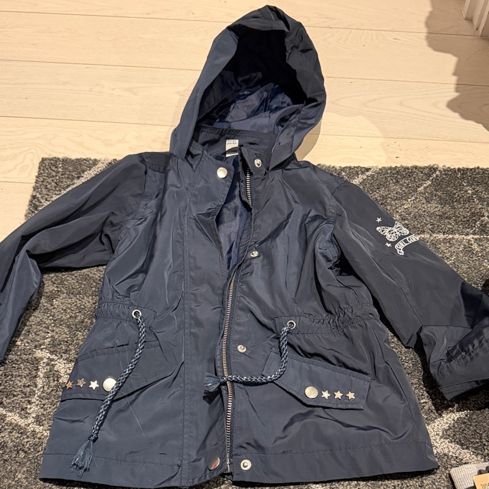 Kids Navy Hooded spring/rain Jacket